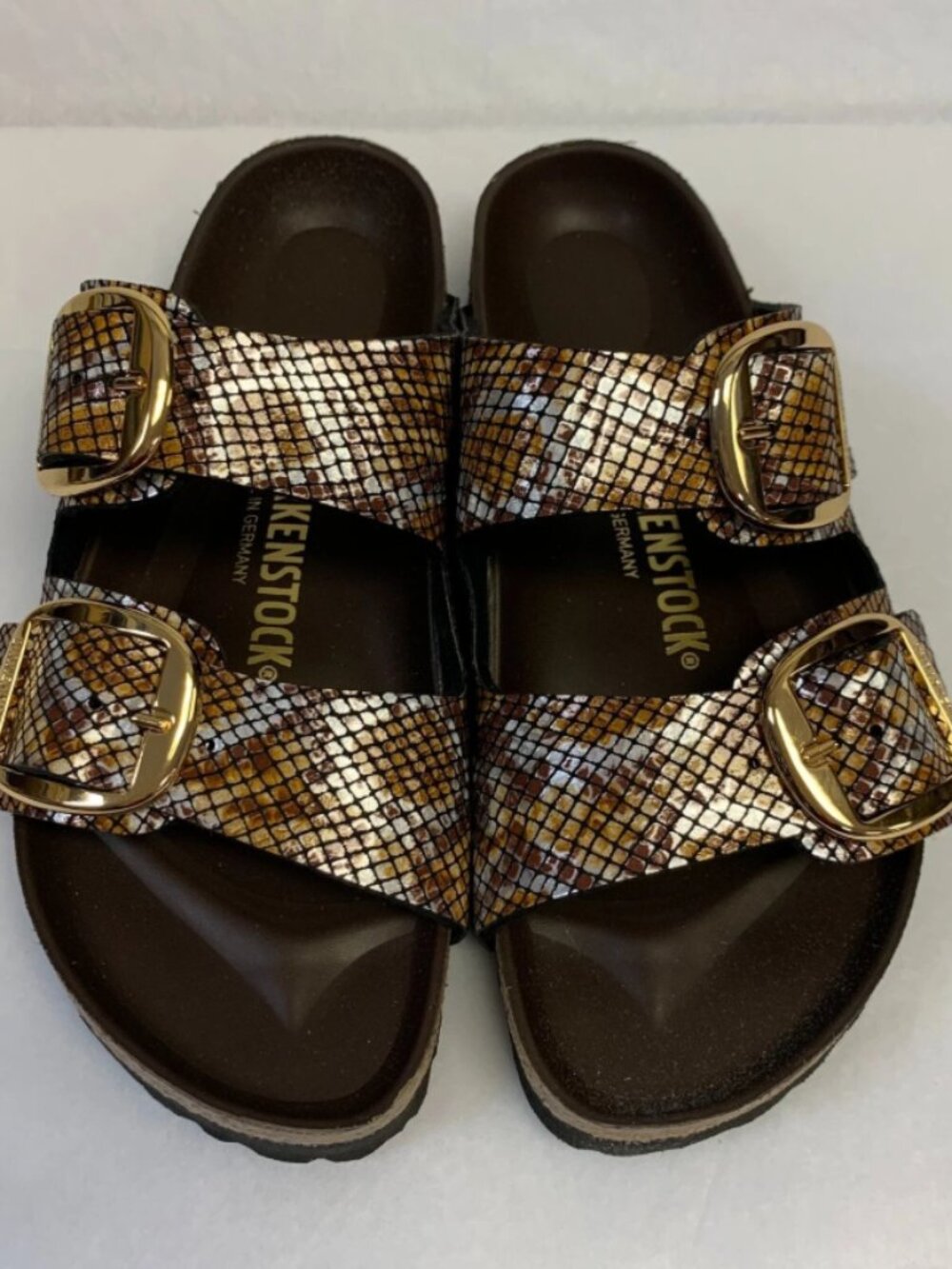 Birkenstock Arizona Big Buckle Python Brown Microfiber Exquisite Narrow Width